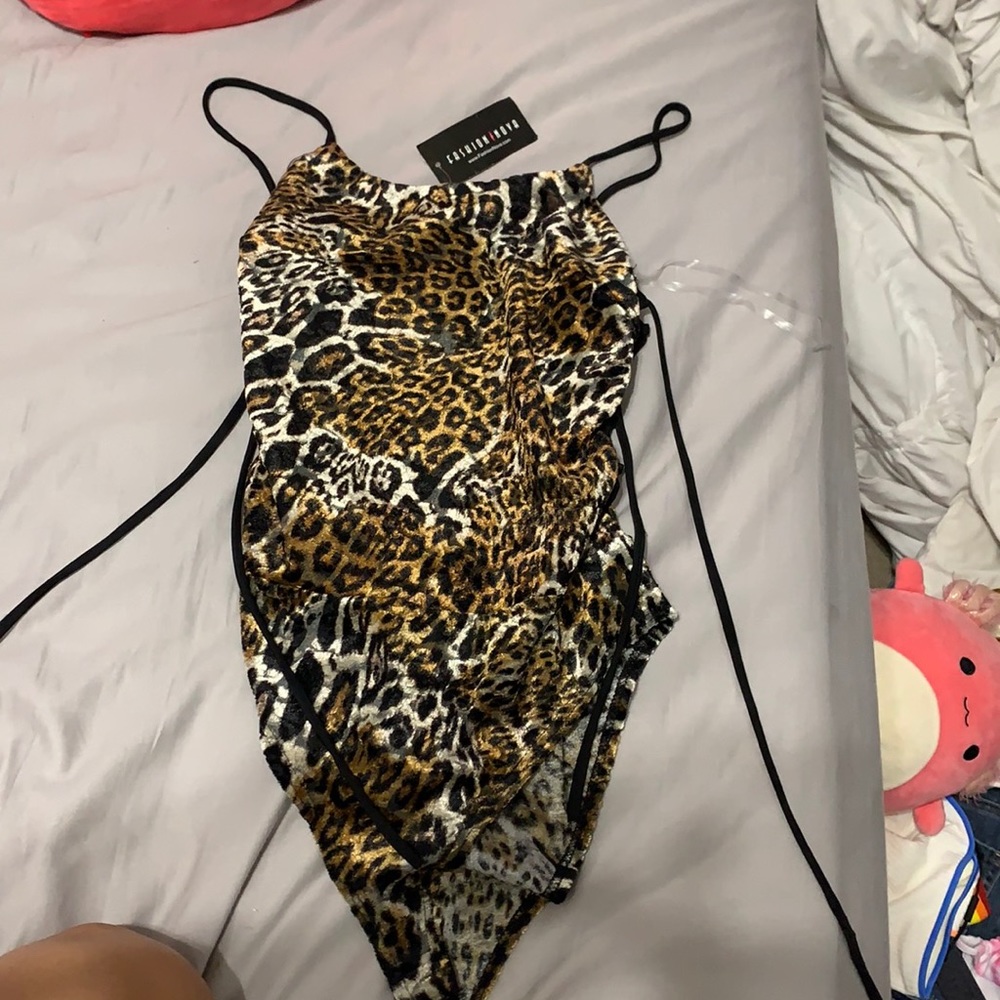 Velvet animal print bodysuit